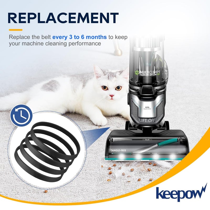KEEPOW EPH245 Replacement Belts for Bissell MultiClean Pet Vacuum Cleaner 2998 2999 2852 3059 2849 3000 3057, 28492, Grooved Belt for Triple Action Brush Roll, Part 1625646, 4 Pack - Image 5